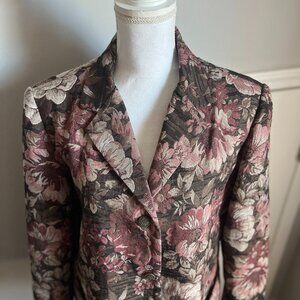 Vintage Alfred Dunner Floral Tapestry Padded Cottagecore Blazer w Pockets SZ 8
